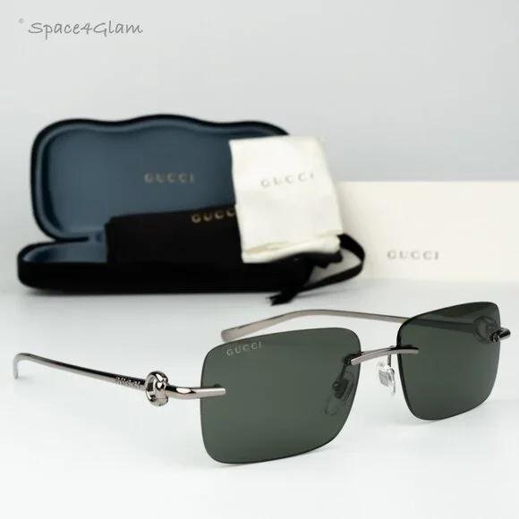 Gucci Women Sunglasses Ruthenium Grey Rectangle GG1703S 001 BRAND NEW Gucci Sunglasses GG1703S 001 Shiny Ruthenium - eye-oo.com main image 3
